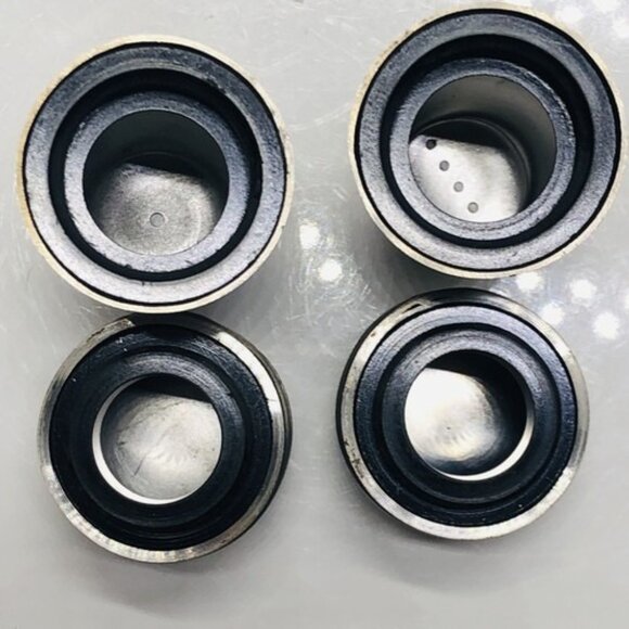 Vintage Salt And Pepper Shaker Set Stainless Steel Deluxe Black Wave Inlay Japan - Picture 10 of 12